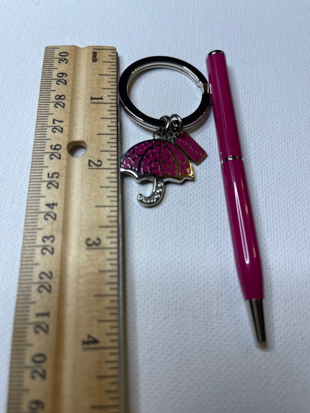 Coach Pink Umbrella Keychain and Coach Pen Set - Picture 4 of 7